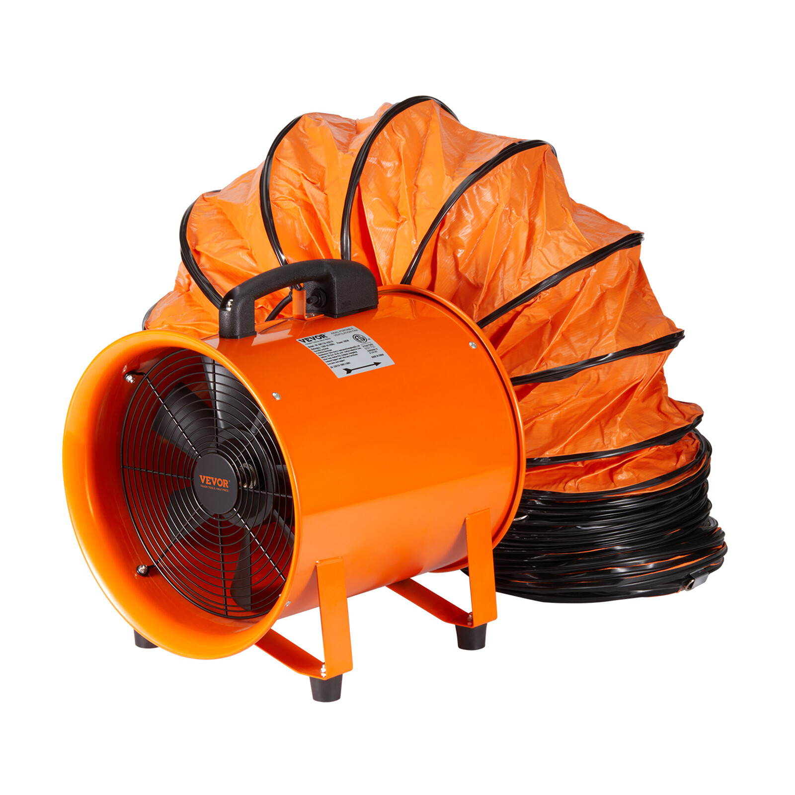 VEVOR 8/10/12″ Portable Extractor Fan Blower 5/10m Duct Hose Ventilator
