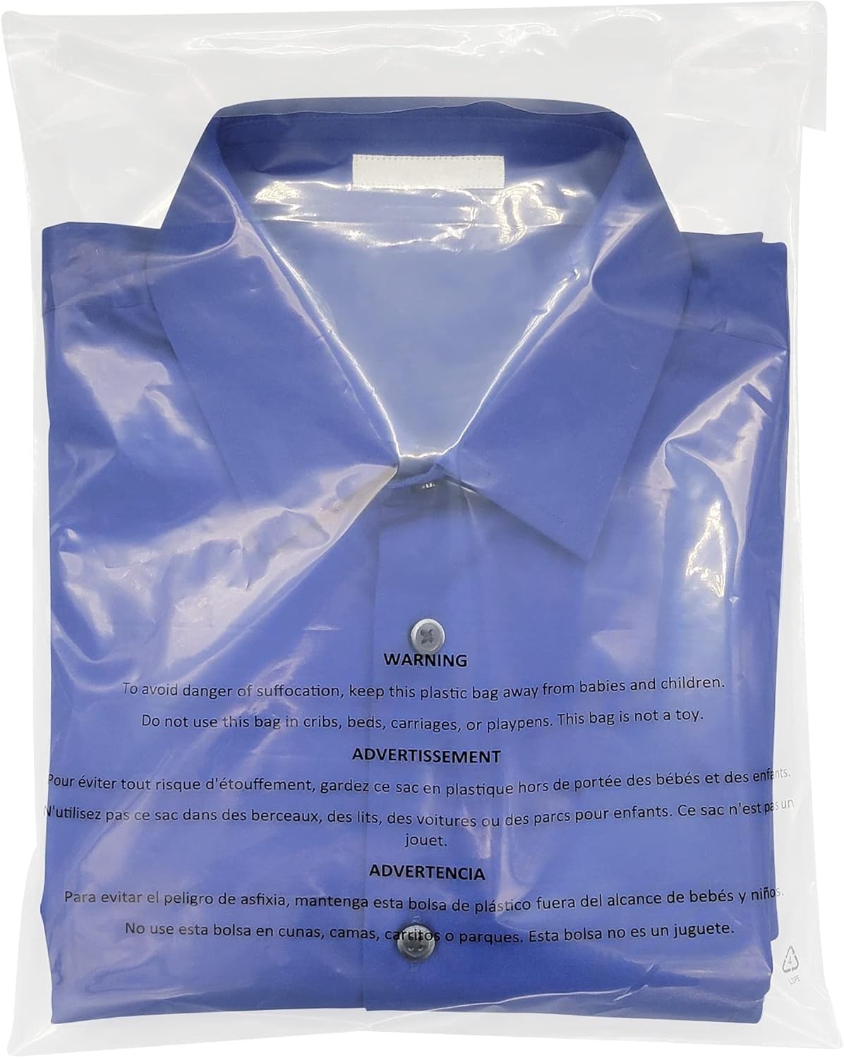 Poly Bags Resealable Suffocation Warning Clear Merchandise 1.5 mil Shirt Apparel