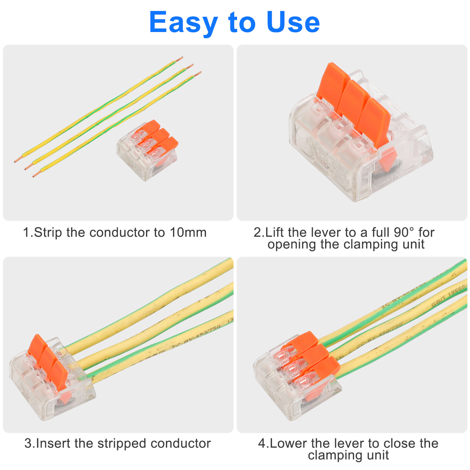 90Pcs For Wago 221 Lever Nuts Compact Splicing Wire Connectors – 2/3/5 Terminal