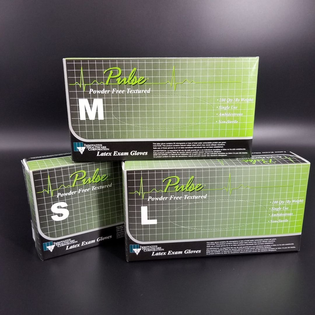 Pulse Latex Glove: Large, Powder-Free, Textured, Chlorinated, Non-Sterile, Box