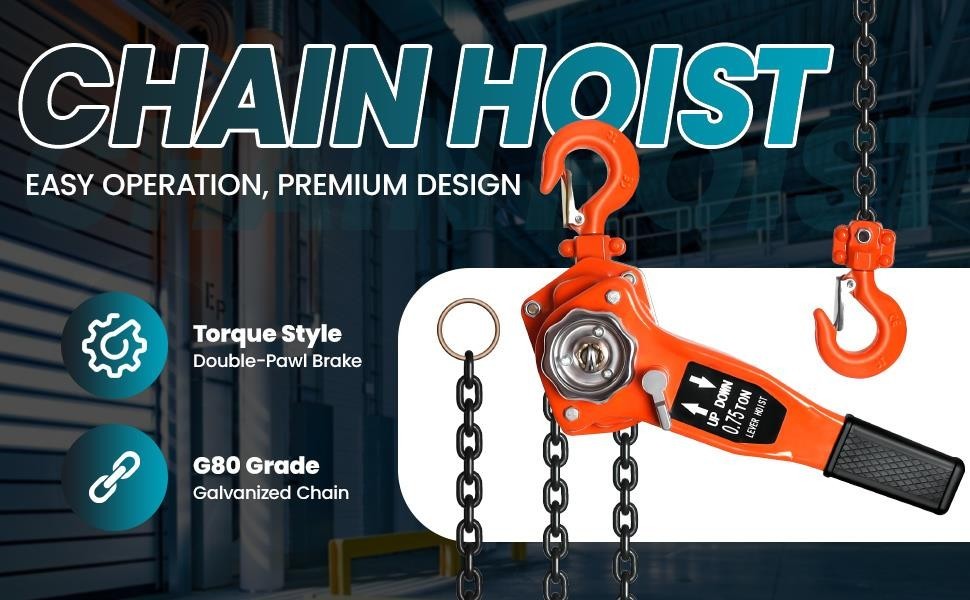 0.75T 1650LBS Manual Lever Chain Hoist 10 FT Manual Chain Hoist with G80 Chain