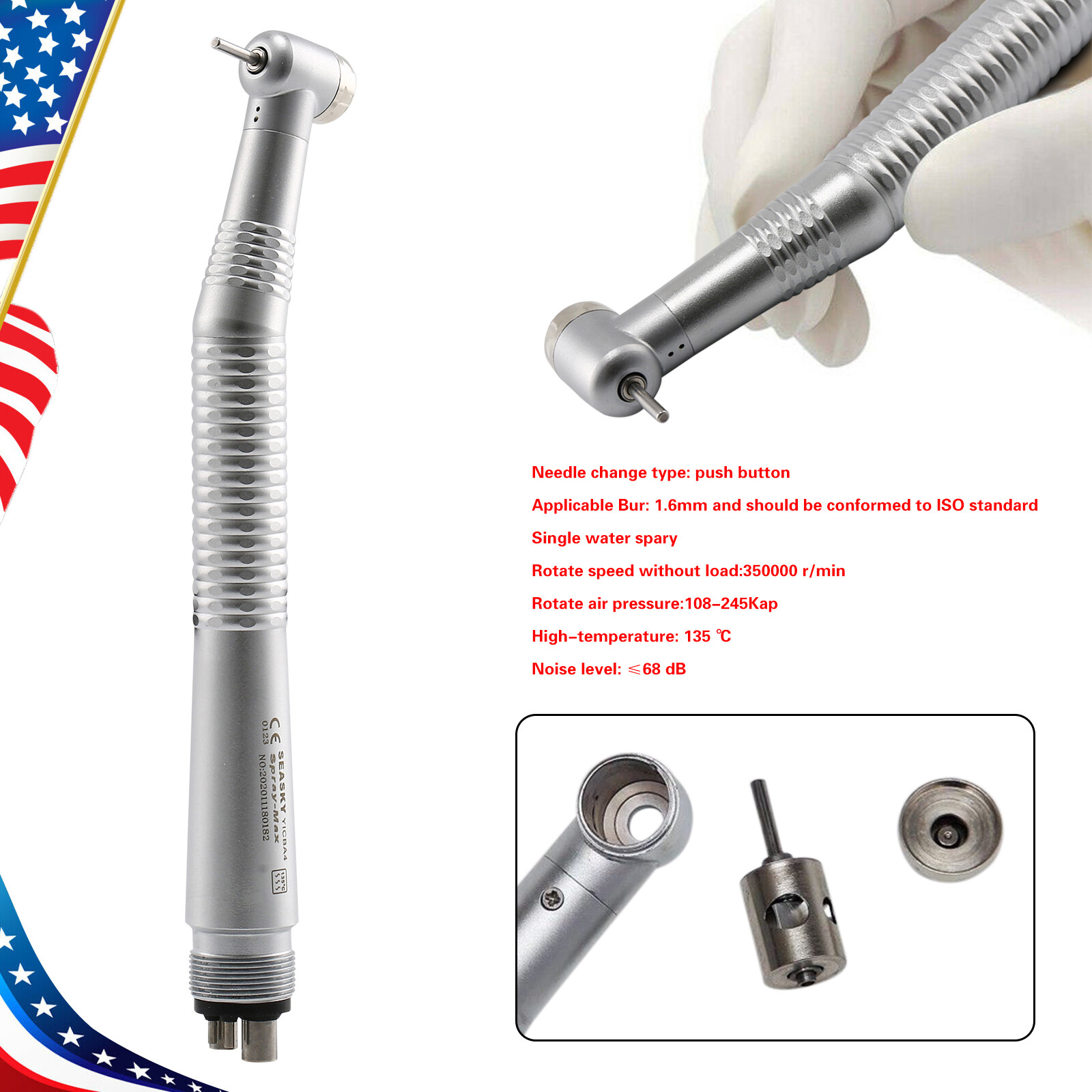 SEASKY NSK Pana Max Dental High Speed Turbine Handpiece Push 4-Hole 1-20*