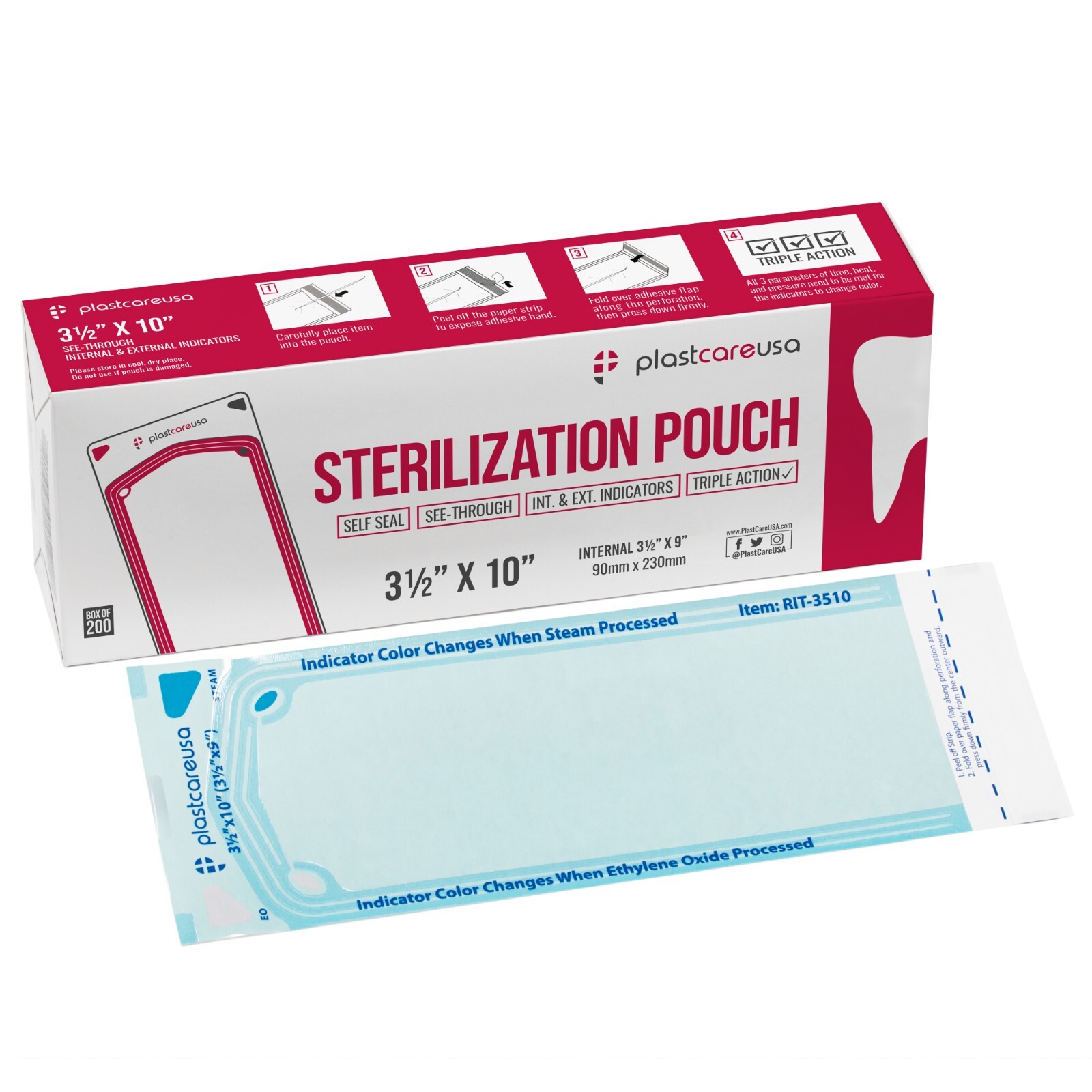 3.5″ x 10″ Self-Sealing Sterilization Pouches for Autoclave (Choose Quantity)