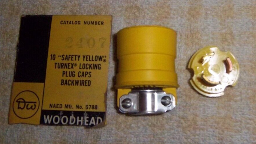 NEW WOODHEAD 2407 15 AMP 125 VOLT 10 AMP 250 VOLT 3 WIRE PLUG TURNEX