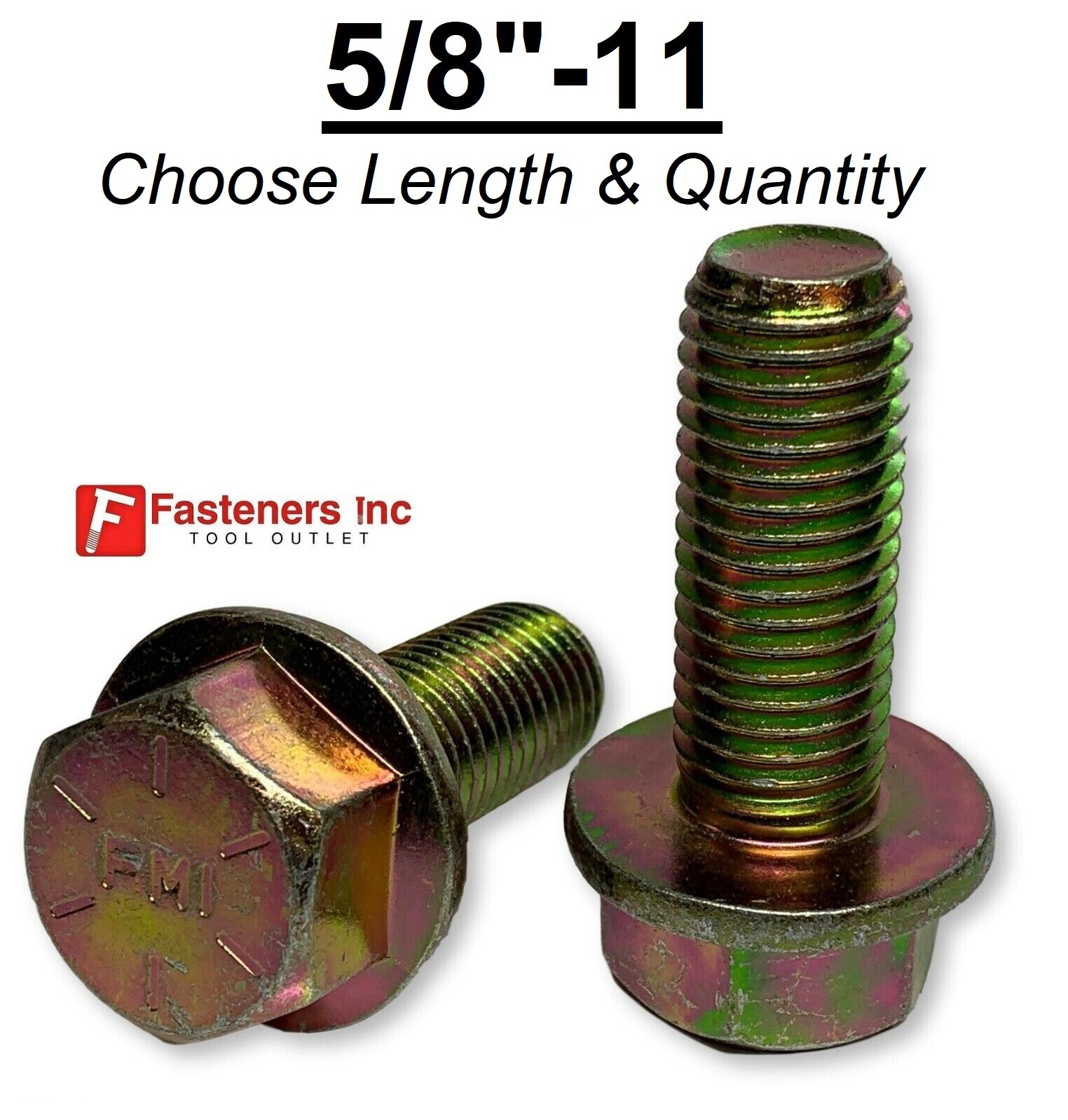 5/8-11 Grade 8 Flange Frame Bolt Yellow Zinc Plated (All Sizes & Qty’s) 5/8″