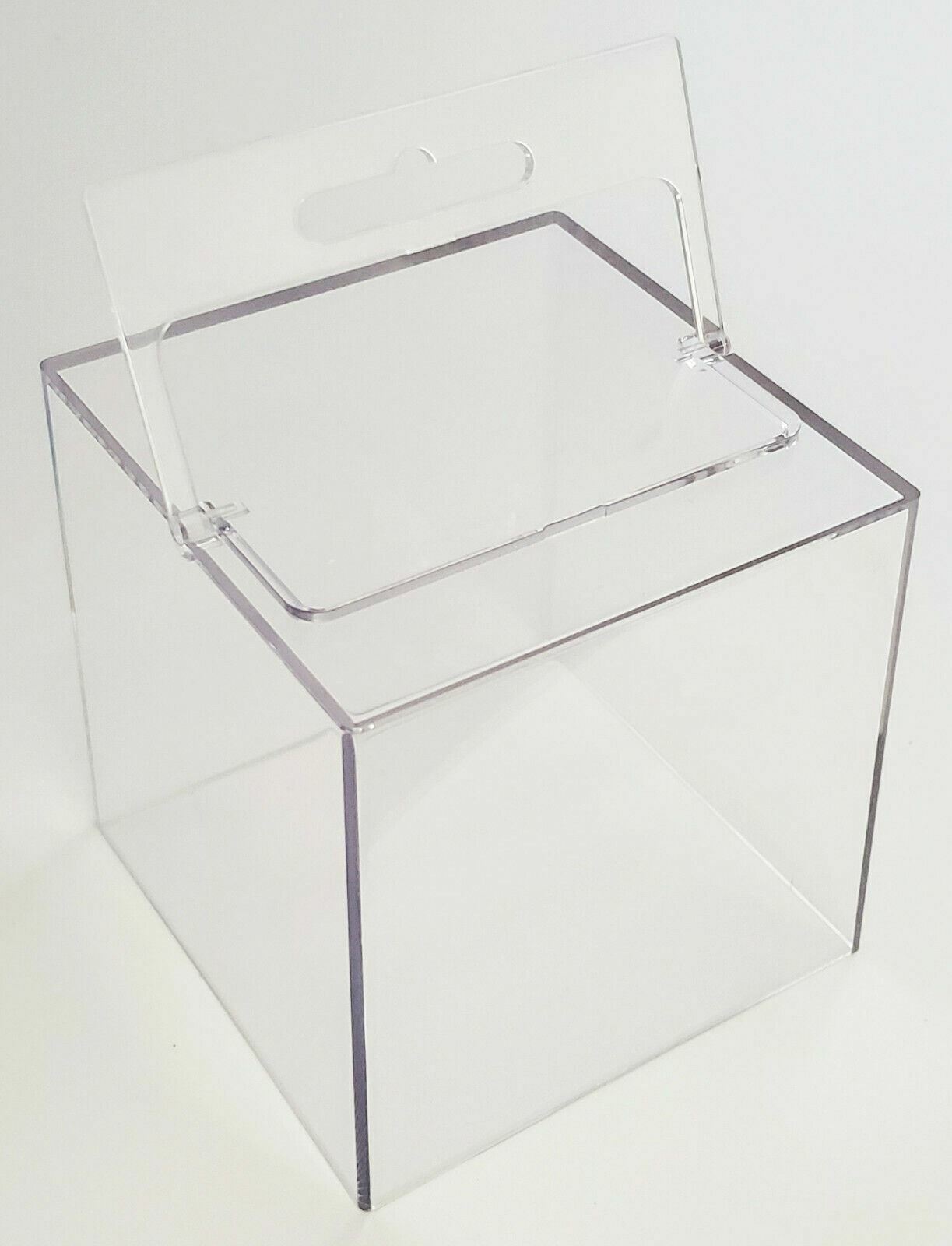 2 x Clear Plastic Cube Box 3.5″ Desk Organizer Pen Post-it Holder office display