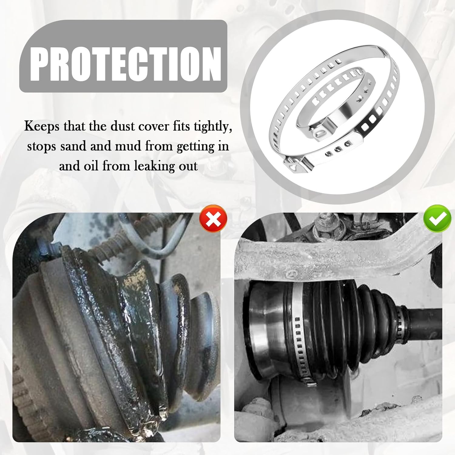 10PCS CV Boot Clamps Kit, Adjustable Tie Rod Boot Clamp for Secure Fixing Hose/S