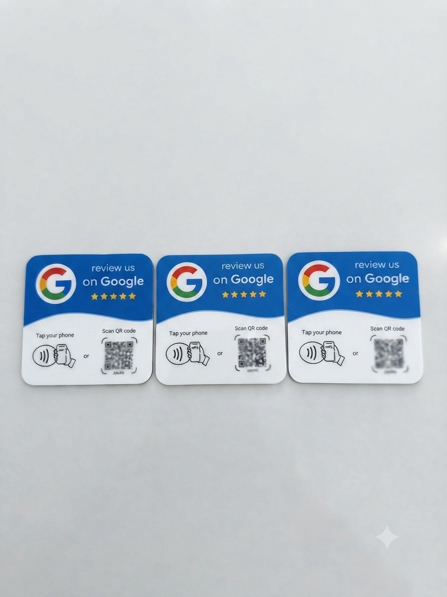 5 Star Google Review Card NFC Tap To Review Preprogrammed QR Code Business