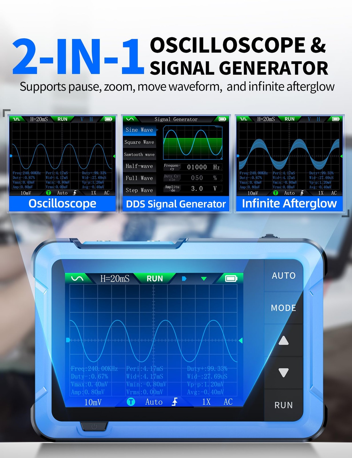 FNIRSI DSO-510 Handheld Oscilloscope/DDS Signal Generator 2 in 1, Digital Portab