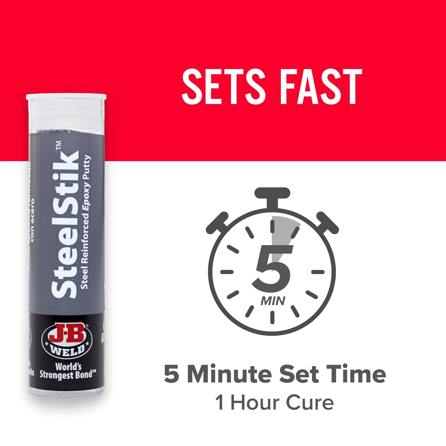 Steelstik, 1 Hour Cure, Steel Reinforced Epoxy Putty Stick – 2 Pack, Dark Grey (