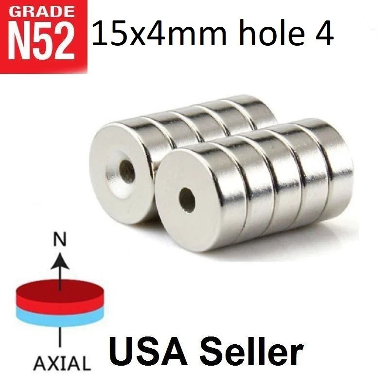 10 25 50 Countersunk Magnets 15x4mm Hole 4mm Rare Earth Neodymium Disc