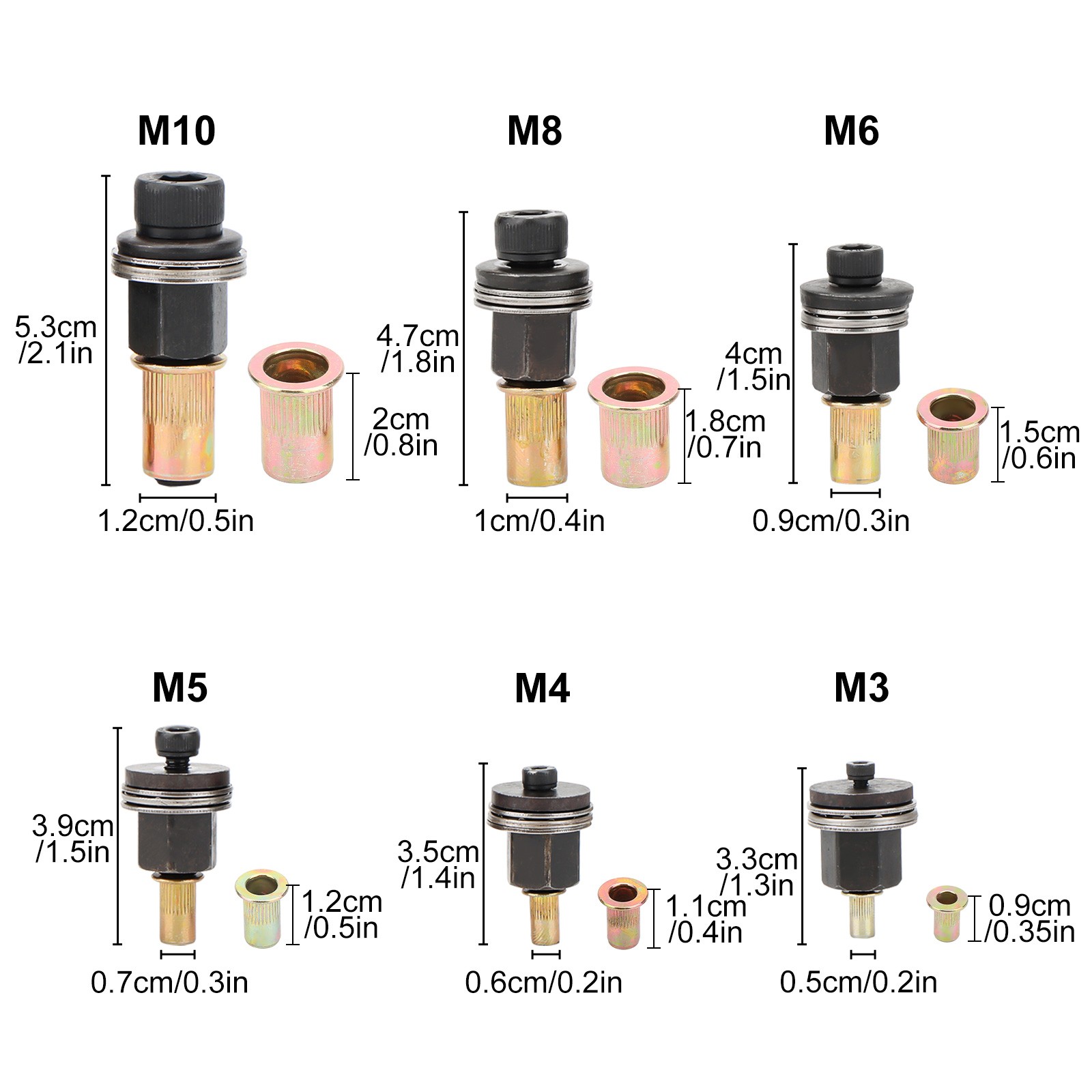 58 PCS Manual Rivet Nut Gun Kit M3- M10 Threaded Insert Tool For Automotive DIY