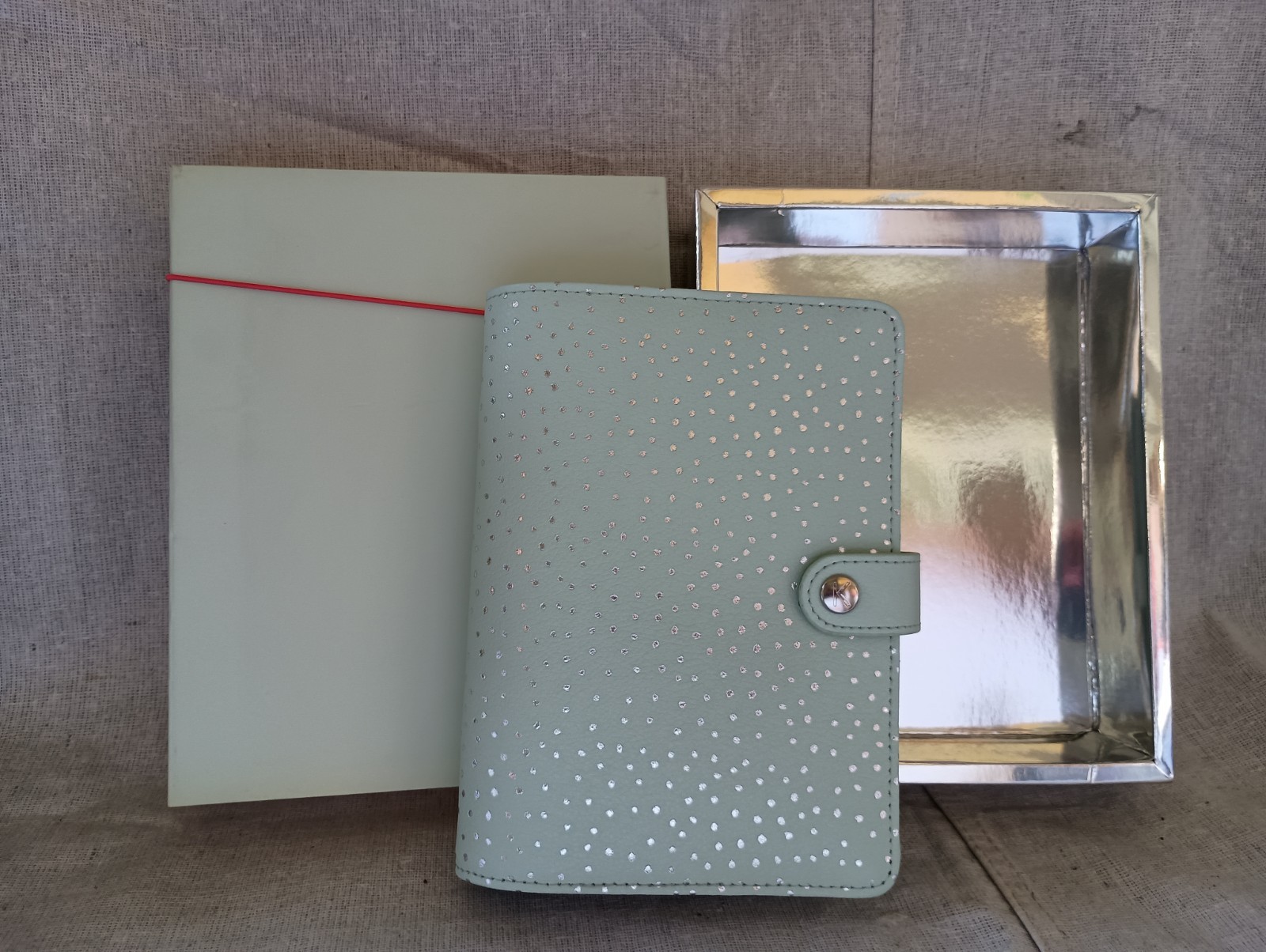 NIB Kikki K Teal Green Silver Leather Personal Planner Notebook Calendar