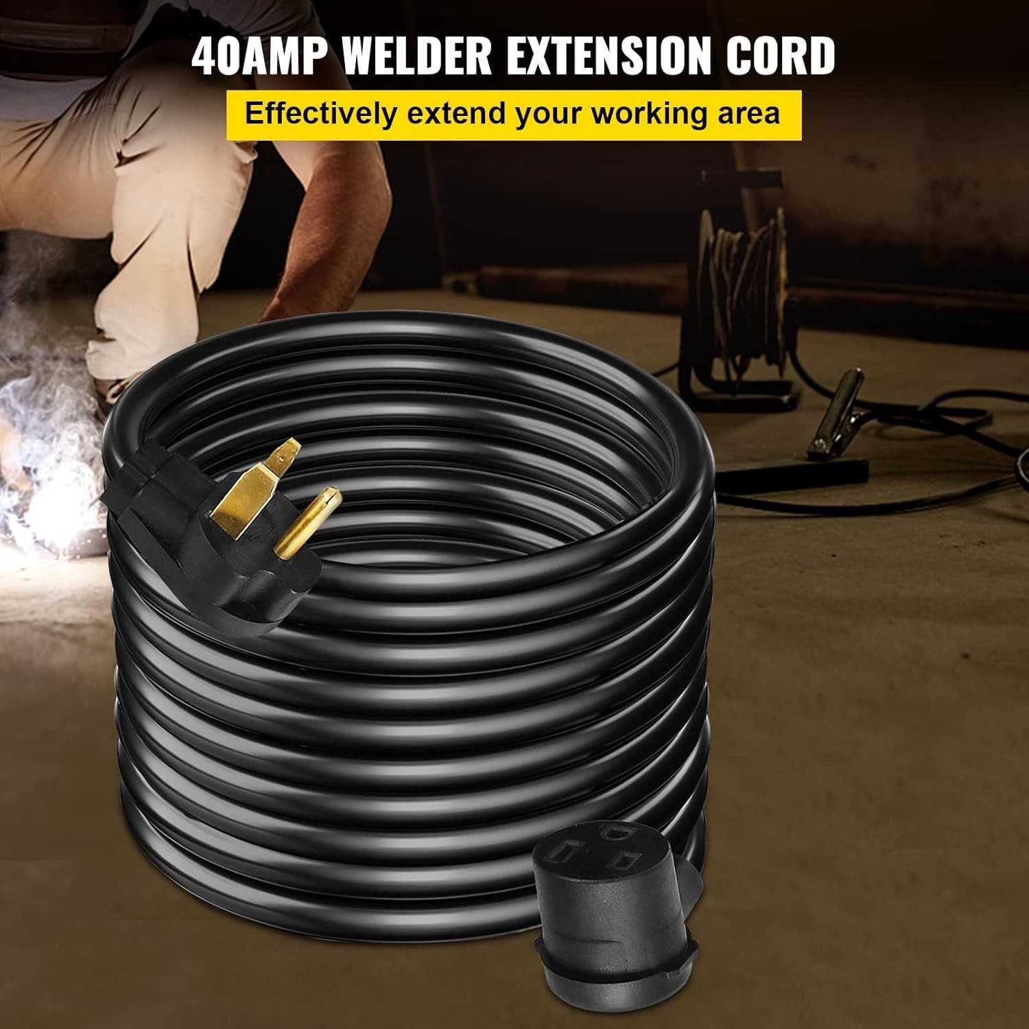 Heavy Duty 8AWG Welding Extension Cord, 25ft, Safe for Indoor and Outdoor Use