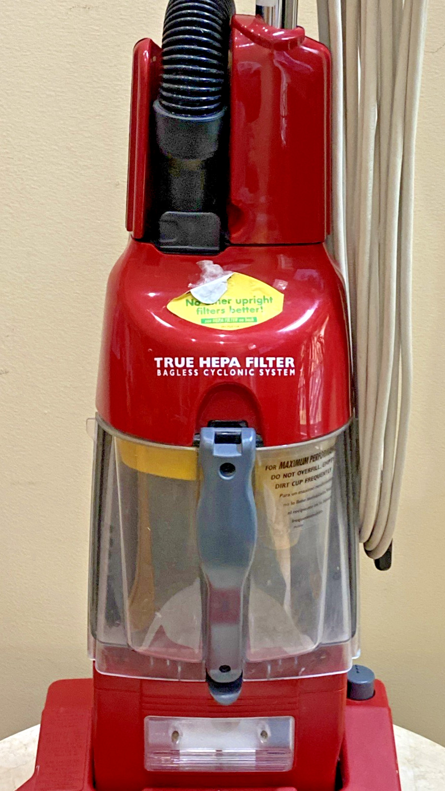 Sanitaire Commercial True HEPA Cyclonic System Upright Vacuum, Red
