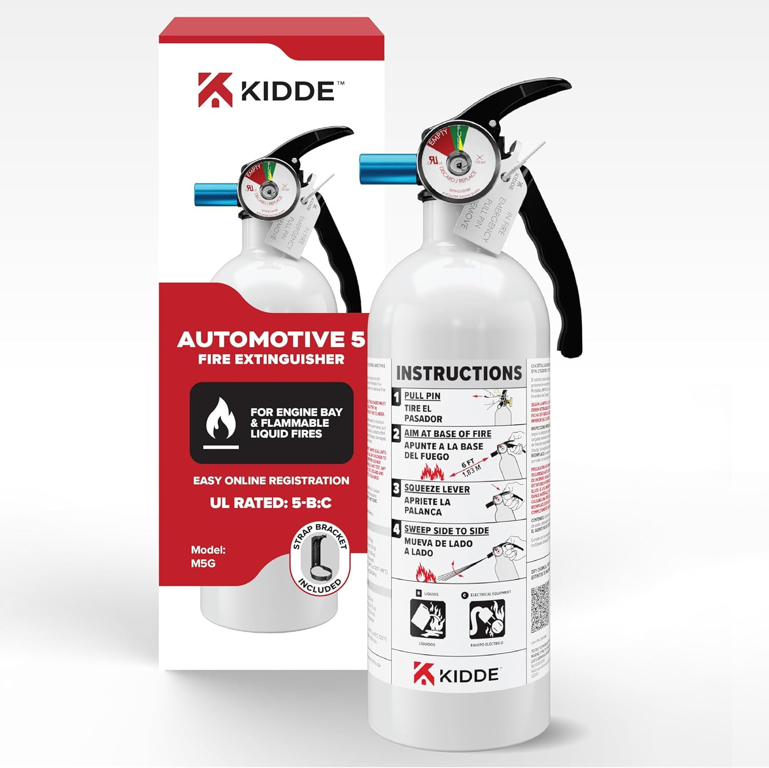 Fire Extinguisher for Vehicles, Cars, Trucks, Single-Use 5BC