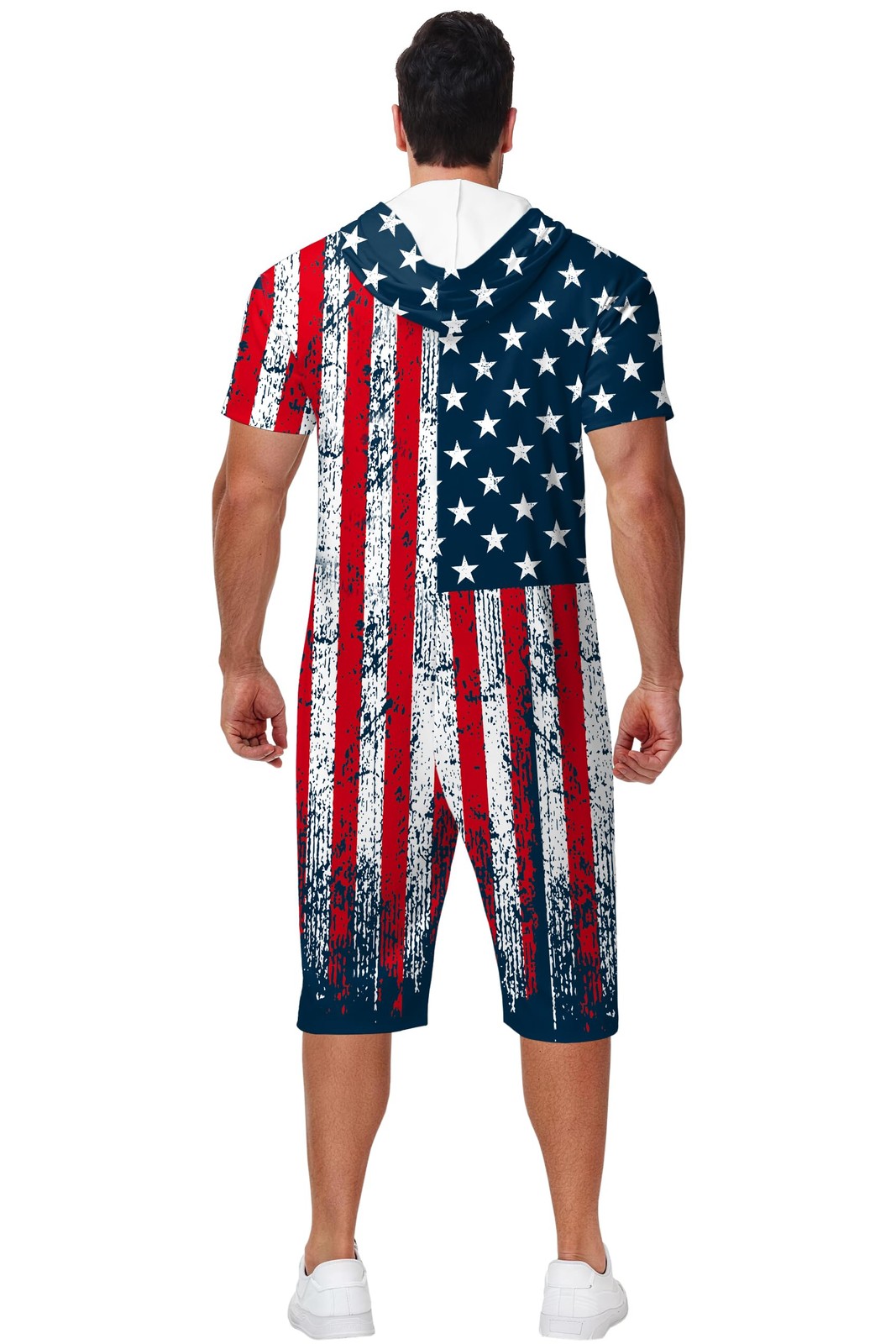 Arankhiger Mens 4Th Of July Jumpsuit Patriotic Stars Stripes Zip Rompers Usa