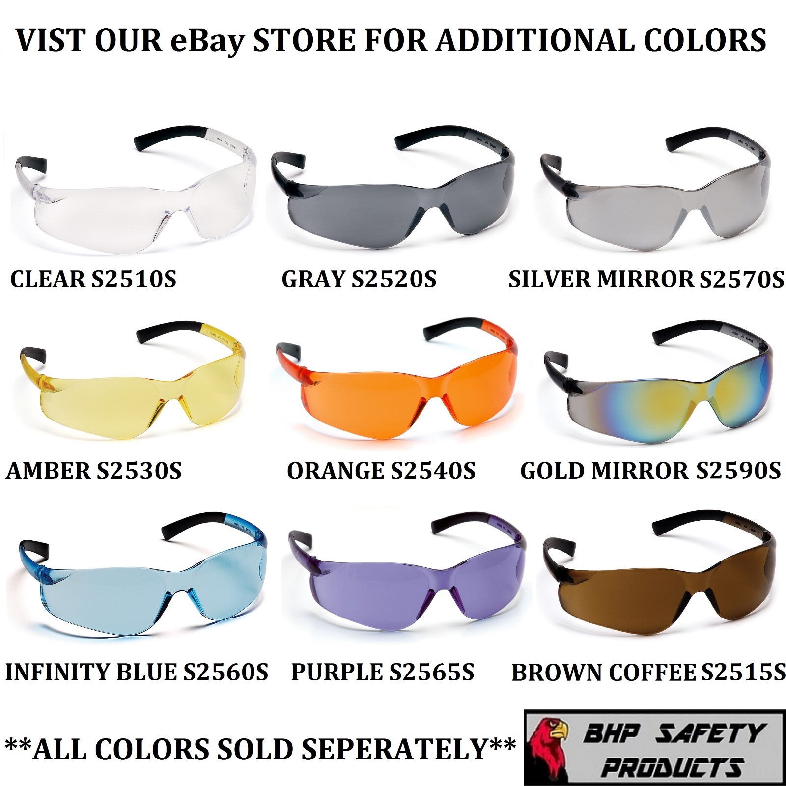 PYRAMEX ZTEK SAFETY GLASSES INFINITY BLUE LENS WORK EYEWEAR S2560S Z87+ (1 PR)