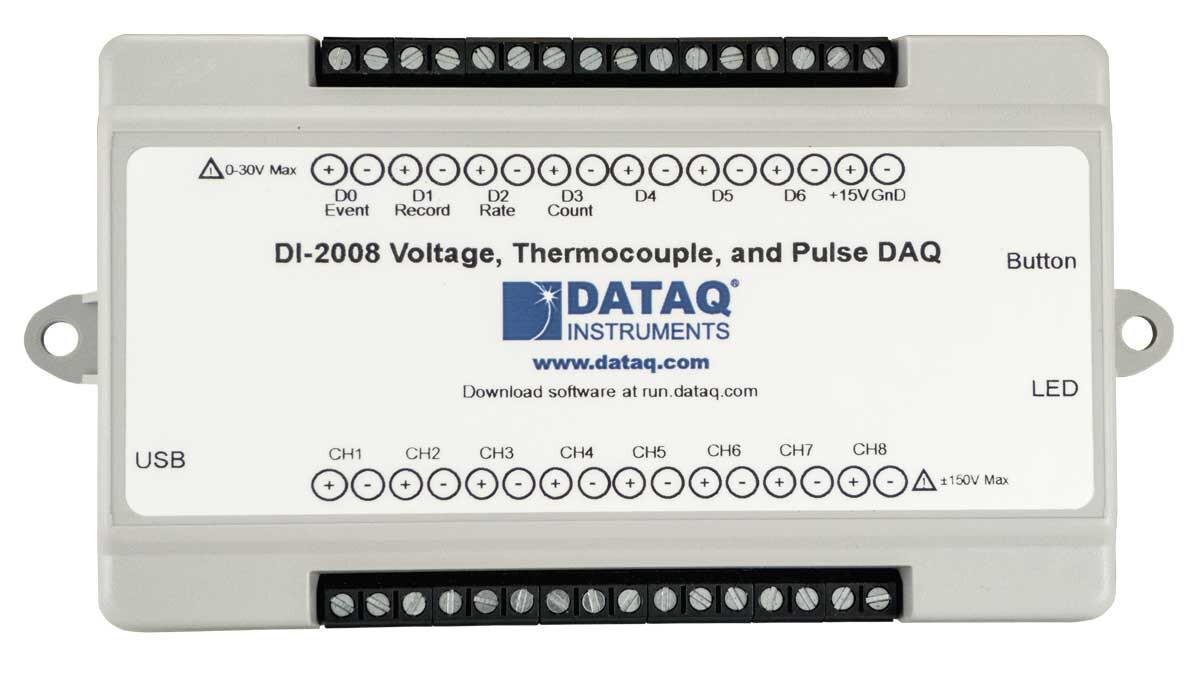 DATAQ DI-2008-DIRECT, 8-Channel DAQ System for MacBook and Chromebook