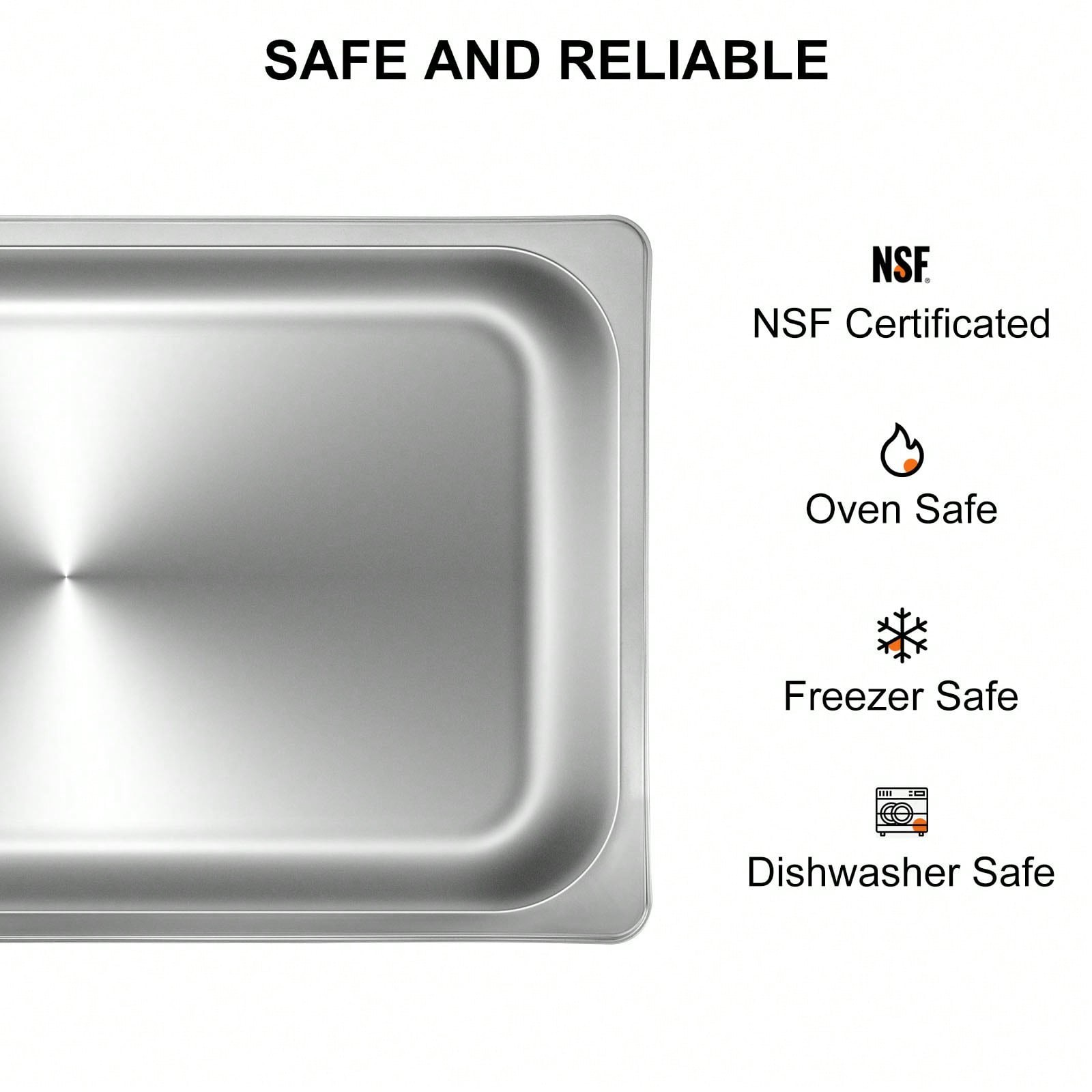 6Pcs Commercial Full Size Pans 2.5in 4in & 6in Stainless Steel Hotel Pan 0.8mm