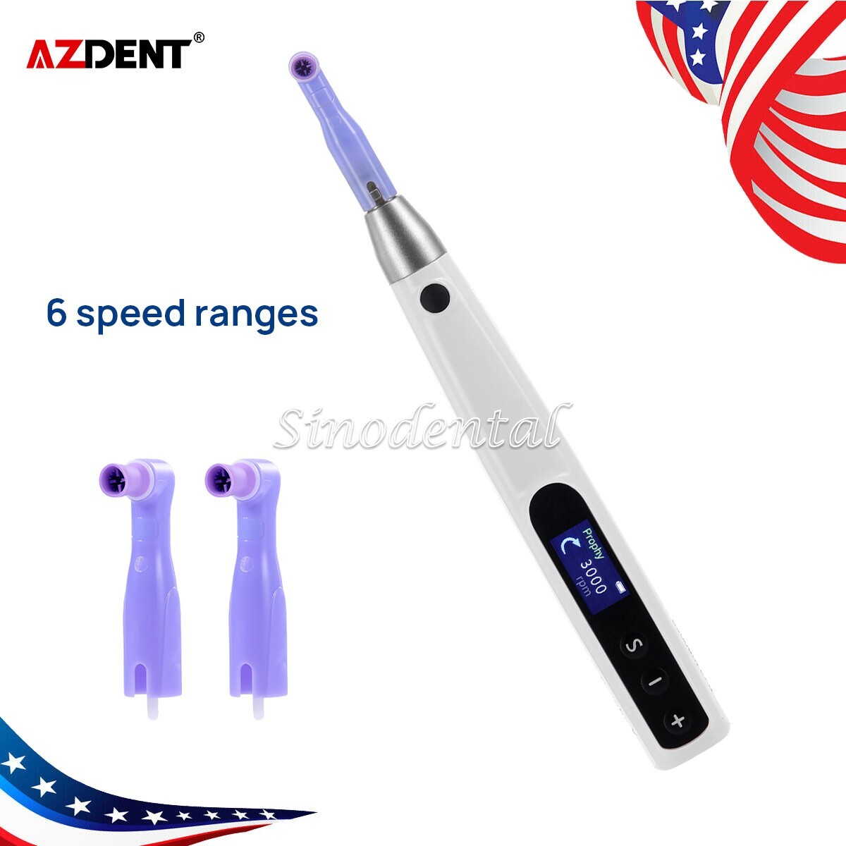 Dental Wireless LCD Hygiene Prophy Handpiece 360° Swivel+2 Prophy Angles