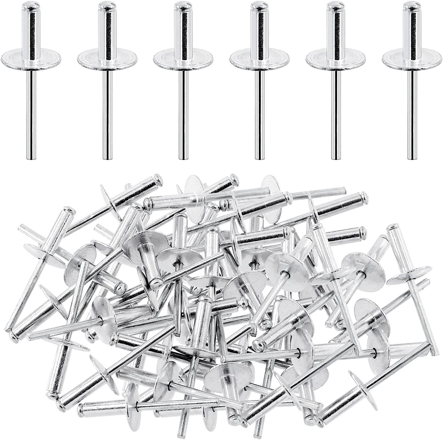100-2000 PCS LARGE FLANGE ALUMINUM POP RIVETS 3/16″ X 3/4″ BIG HEAD STEEL