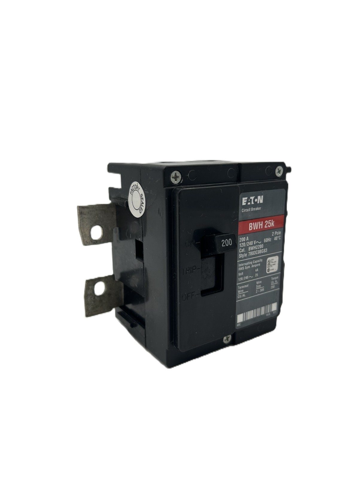 NEW Eaton BWH2200 BWH 25K Circuit Breaker 200A 2-Pole 120/240VAC