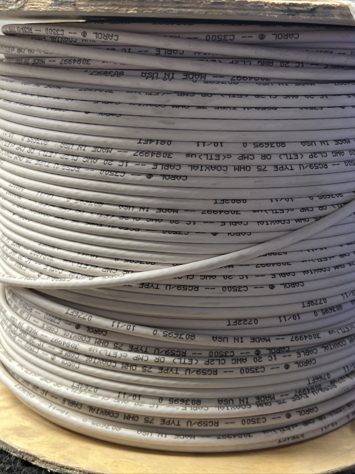 700ft + Spool Carol Coaxial Cable 20 AWG Natural C3500.41.86, 25lbs