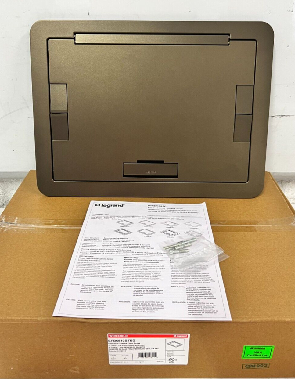 Legrand Evolution EFB6, EFB8, EFB10 Floor Box Flush Style Cover w/ Solid Lid
