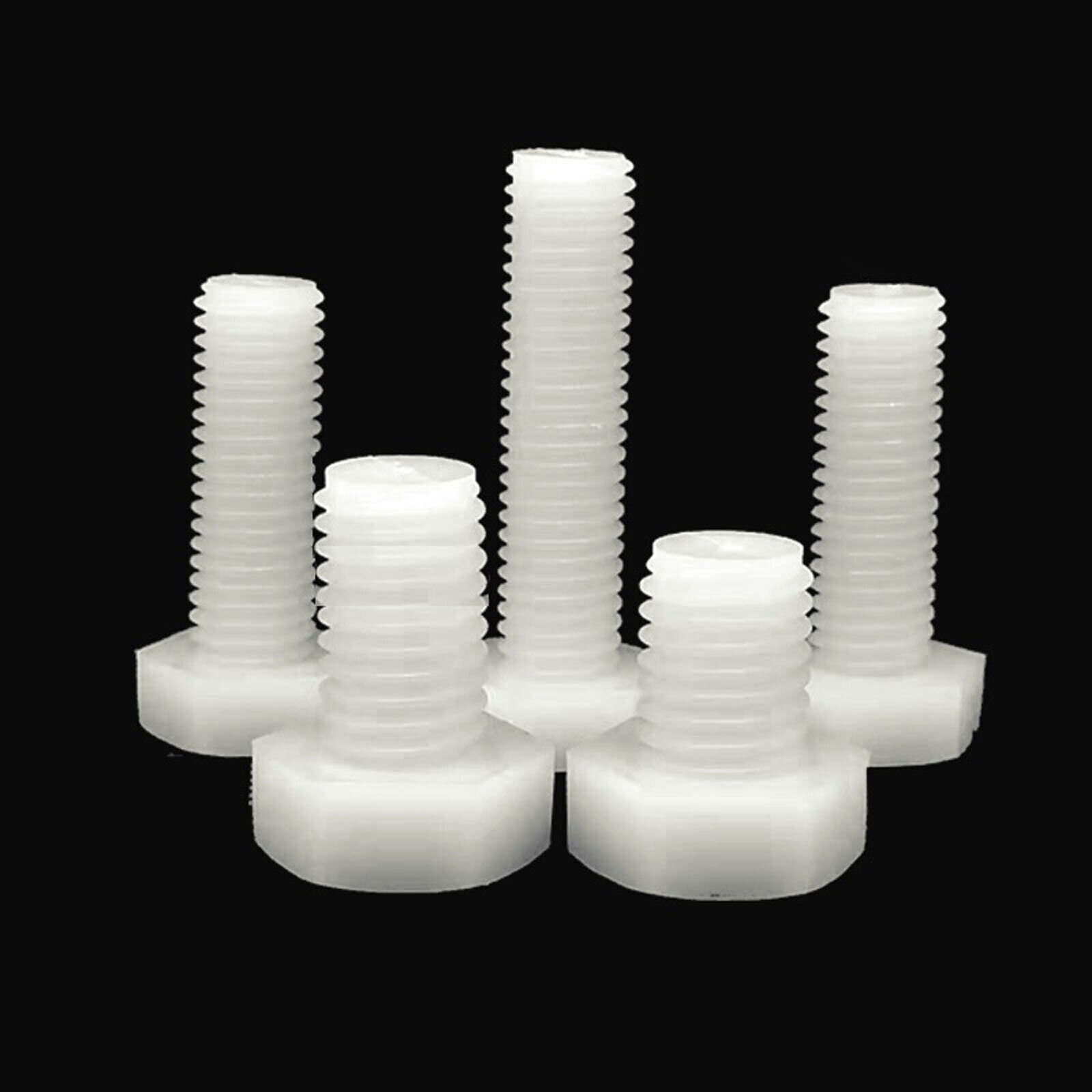 US Stock M4 M5 M6 M8 M10 M12 Hex Nylon screws hex bolts screws White L 6mm~100mm