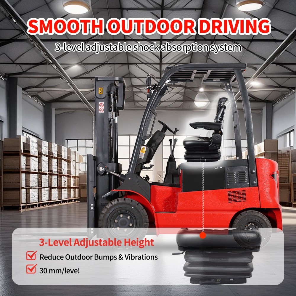 NEW Tractor Forklift Seat Suspension Adjustable Backrest Armrest Safety Belt