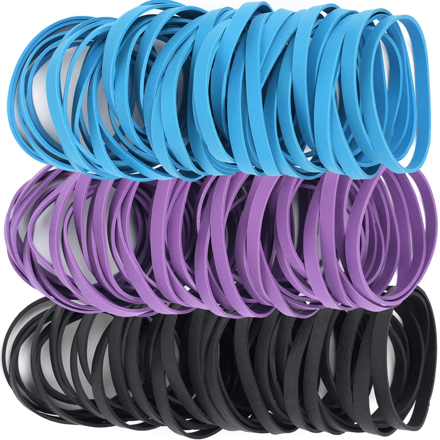 AMUU Rubber Bands Size #64 227G/0.5 Lb Purple Blue Black Rubber Bands for Office