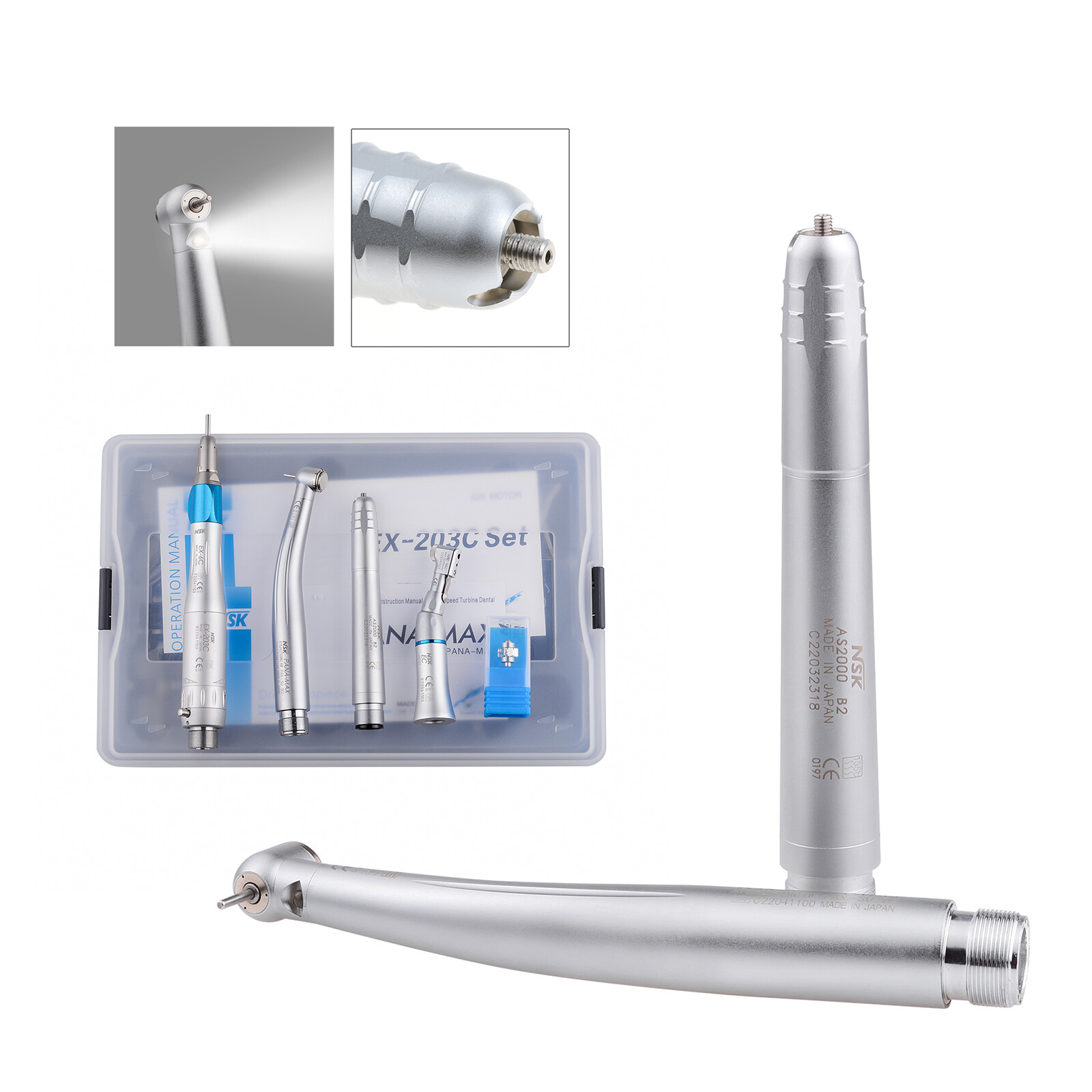 NSK Type Dental PANA MAX LED High Speed Handpiece+Air Scaler+EX203C Low Speed US