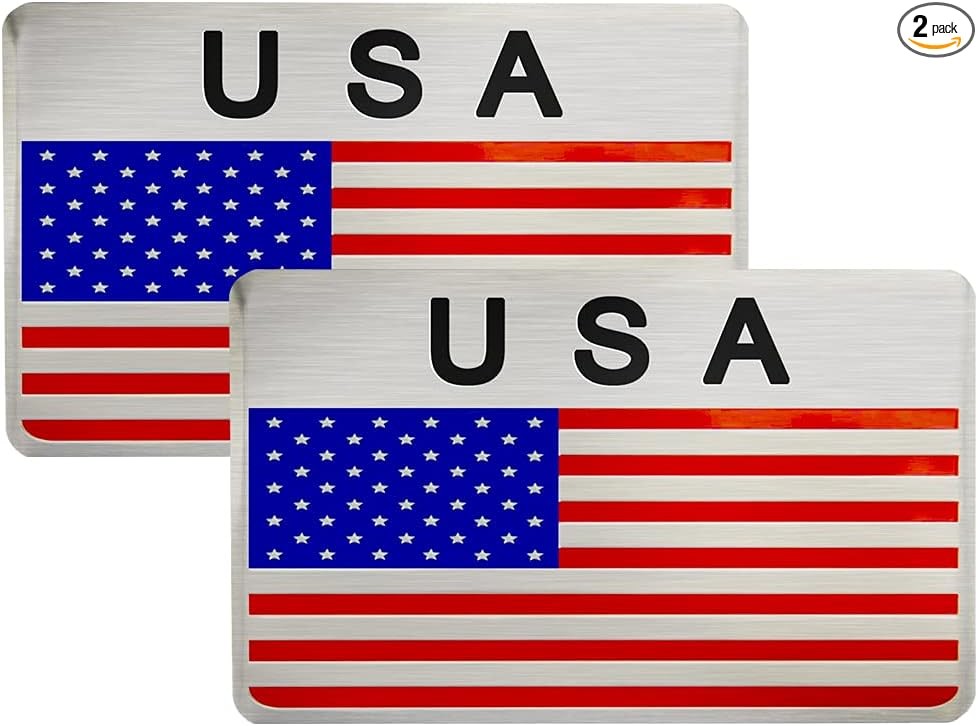 3D Aluminum Alloy Patriotic Stars and Stripes Decal Sticker, 2 PCS Color: Red2