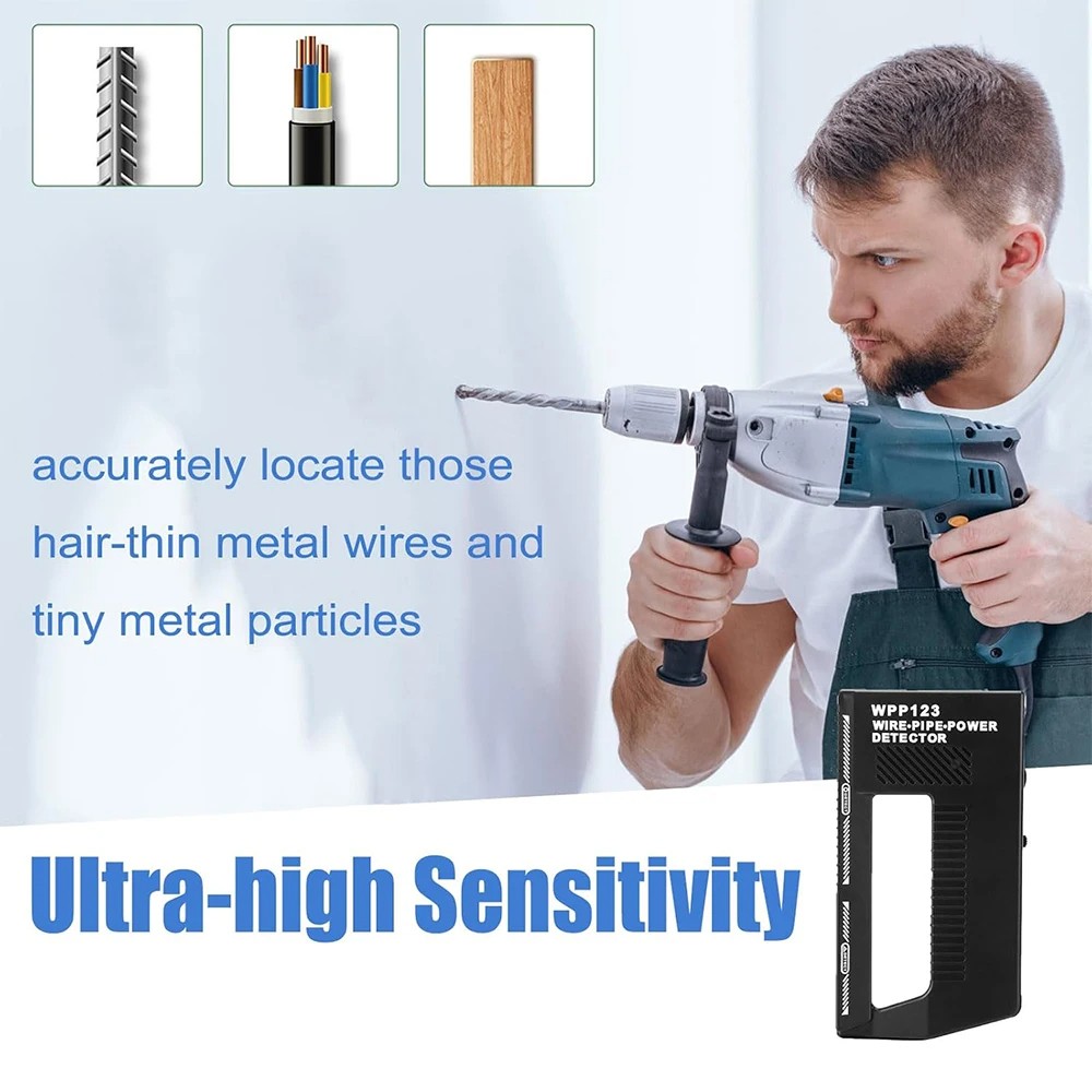Handheld Wpp123 Wire Pipe Power Detector, Wall Scanner Metal Detector Adjustable