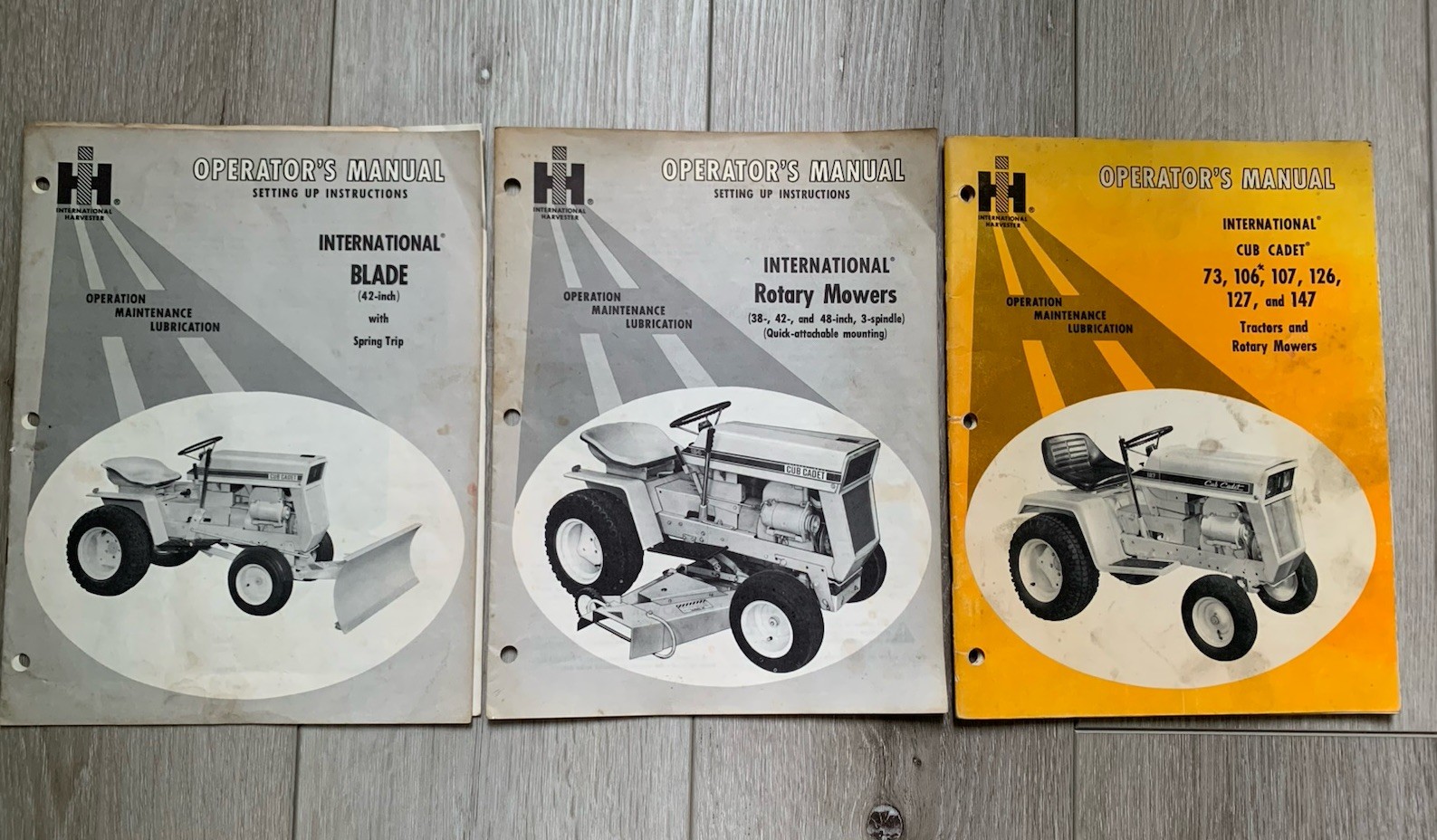 International Harvester Cub Cadet Tractor, 42” Blade & Rotary Blade Manuals