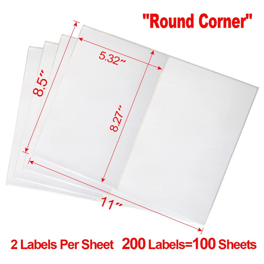 Premium 8.5×5.5 Rounded Corner Shipping Postage Labels Half Sheet Self Adhesive