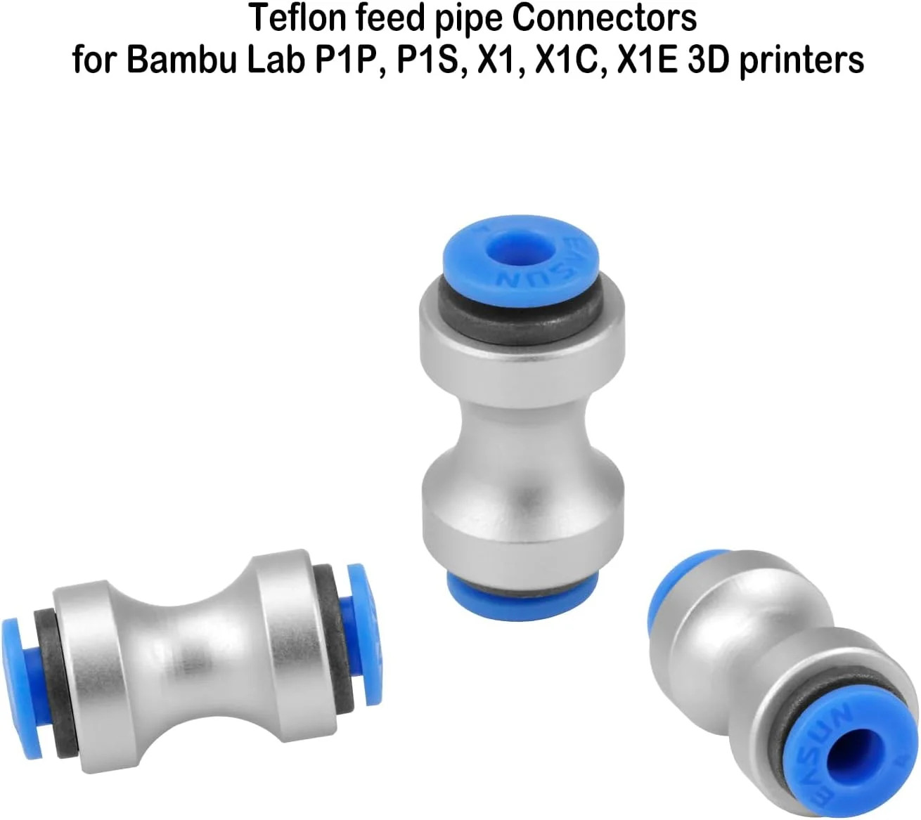 2pcs Teflon Feed PTFE Tube Connector, Aluminum Alloy & POM High Flow 3D Printer