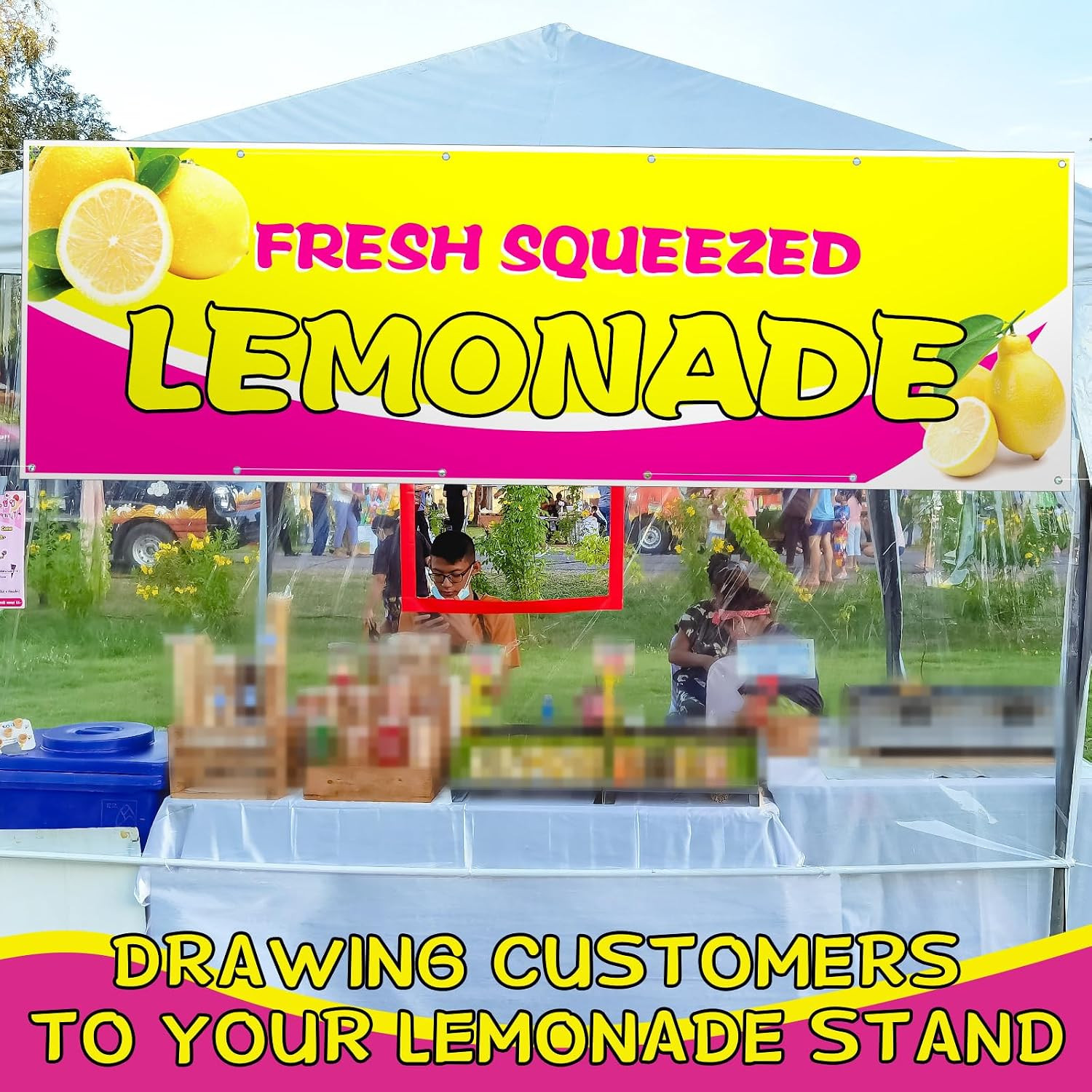 3 X 10 Ft Pink Lemonade Sign Vinyl Banner Fresh Squeezed Lemonade Stand Supplies