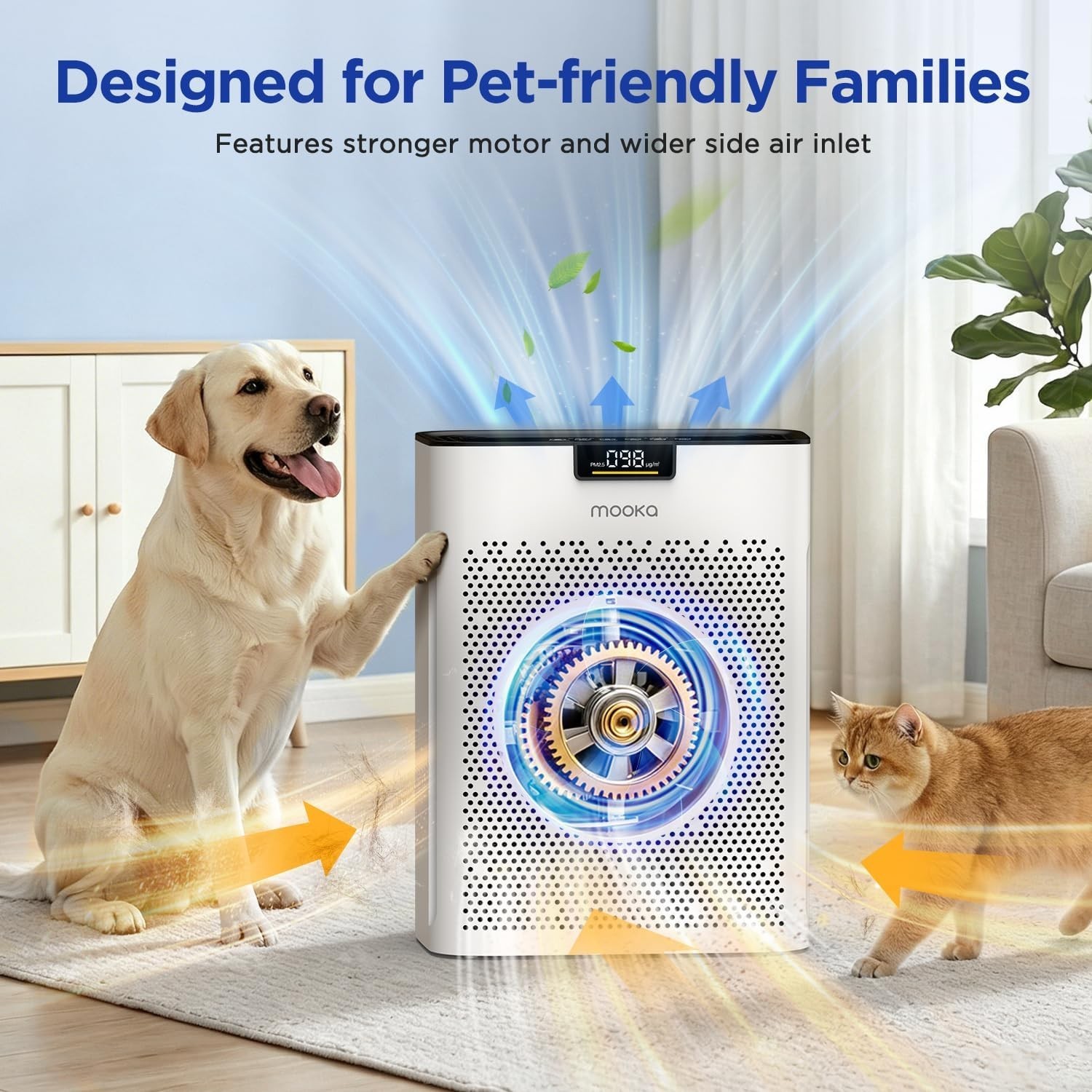 Air Purifier for Home Bedroom Large Room 2200 Ft², MOOKA H13 HEPA Air Clean