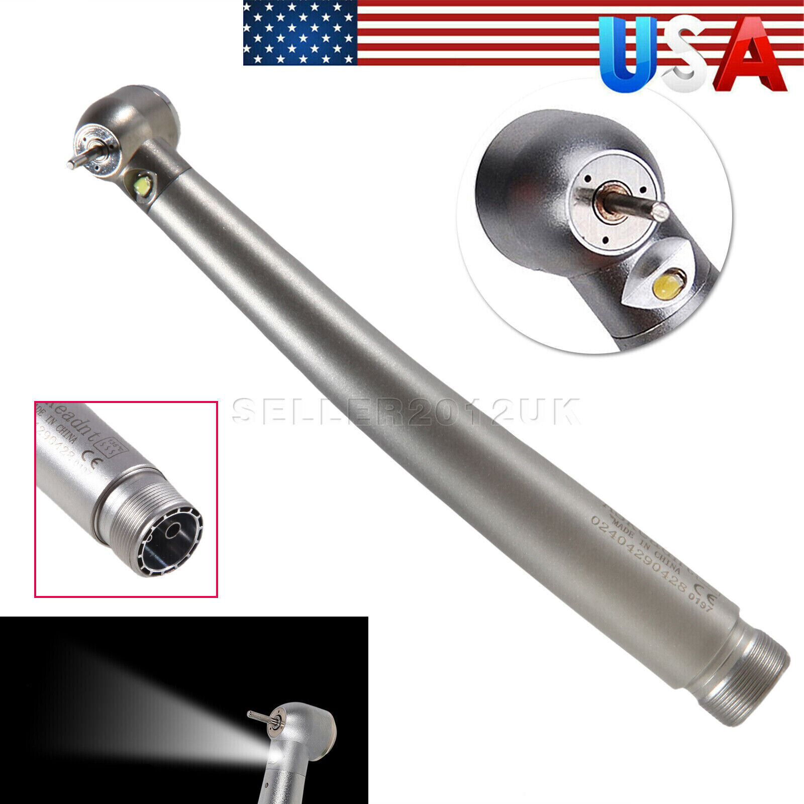 Dental Fiber Optic LED E-generator High Speed Handpiece 2HOLE Borden