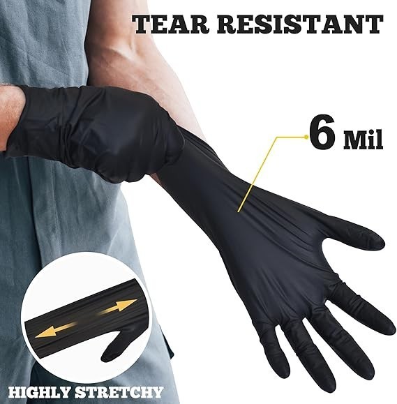 TitanFlex Disposable Nitrile Exam Gloves – 6-mil, Black, Medium 100-ct Box,