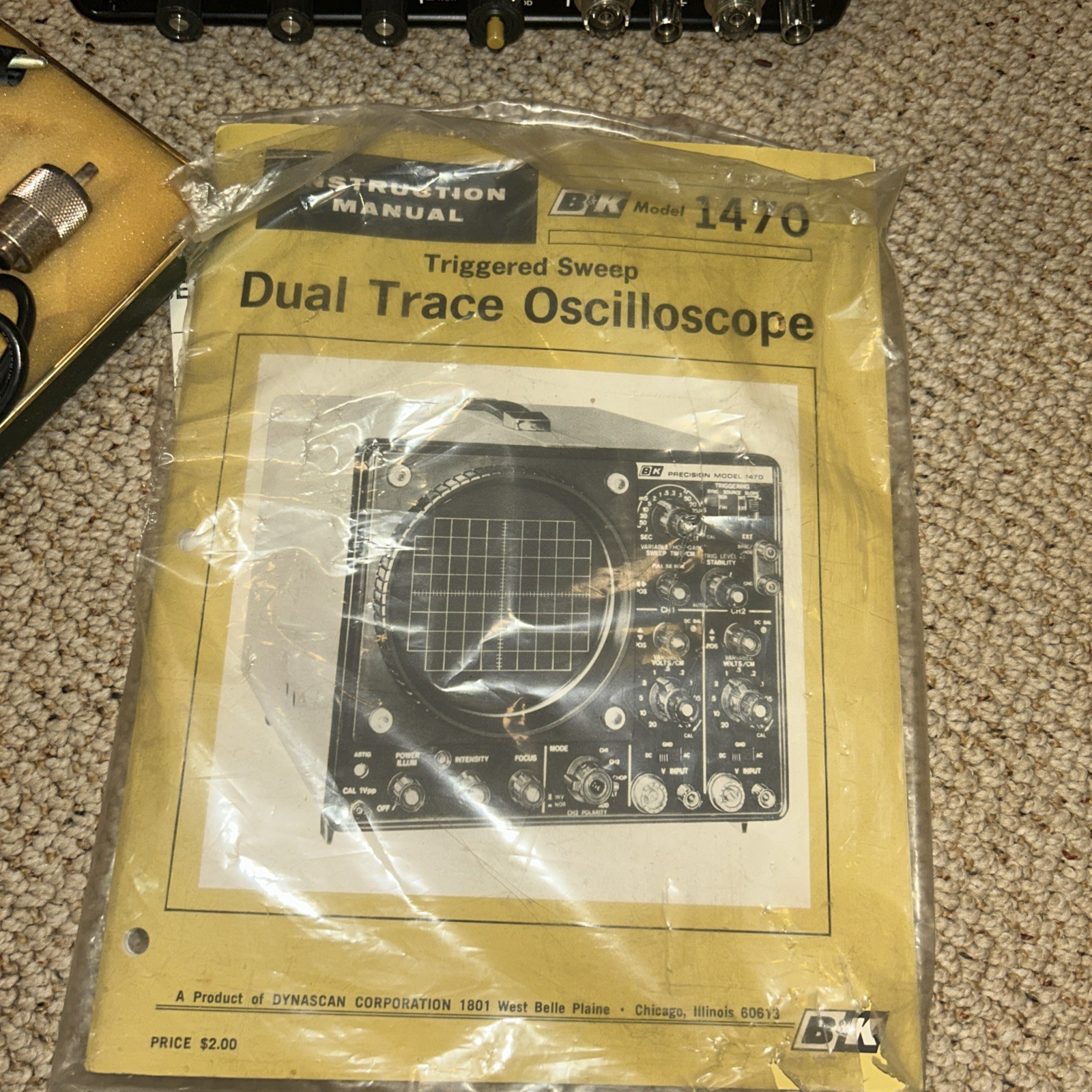 B&K Precision 1470 Analog Oscilloscope Dual Trace CRT Scope w/2 Probes in box