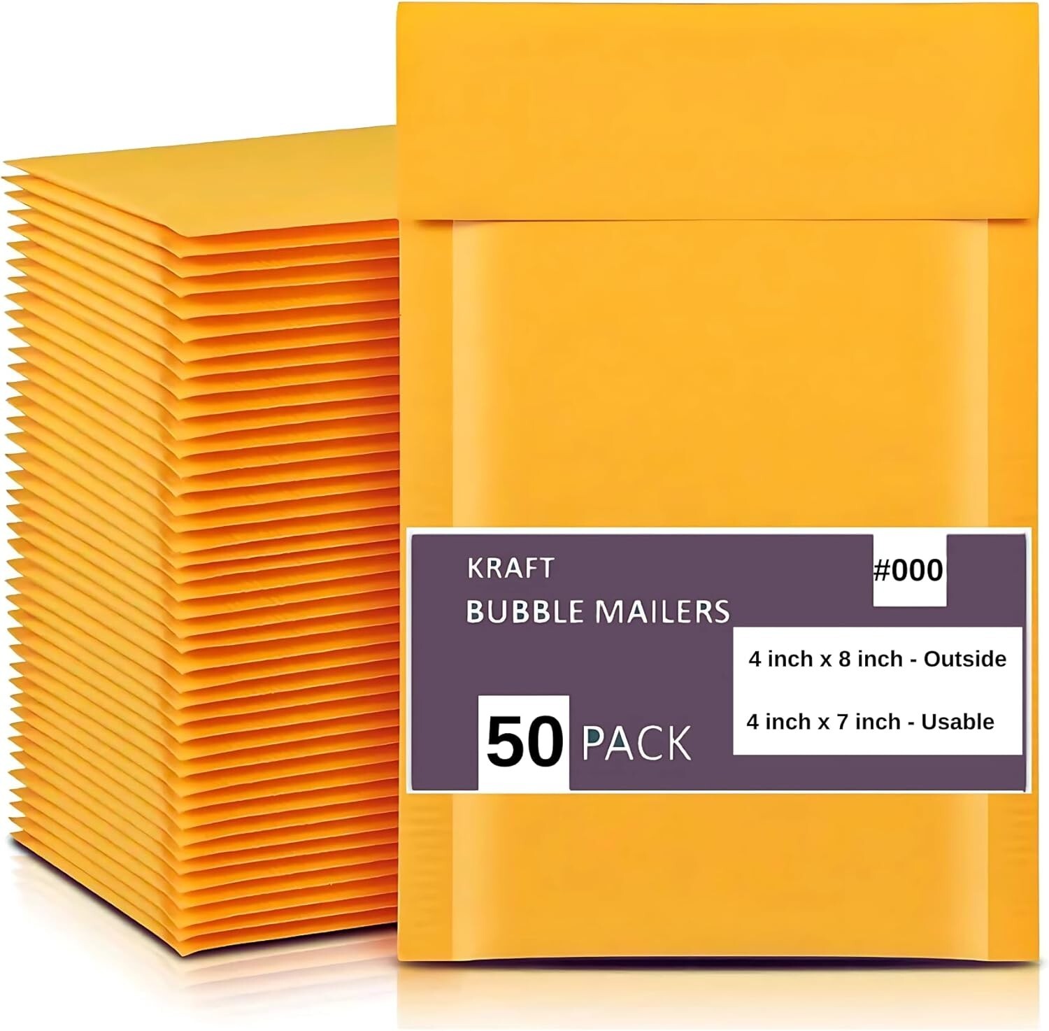 50 Pack Kraft Bubble Mailers 4×8 Inch Waterproof Cushioned Mailers Padded