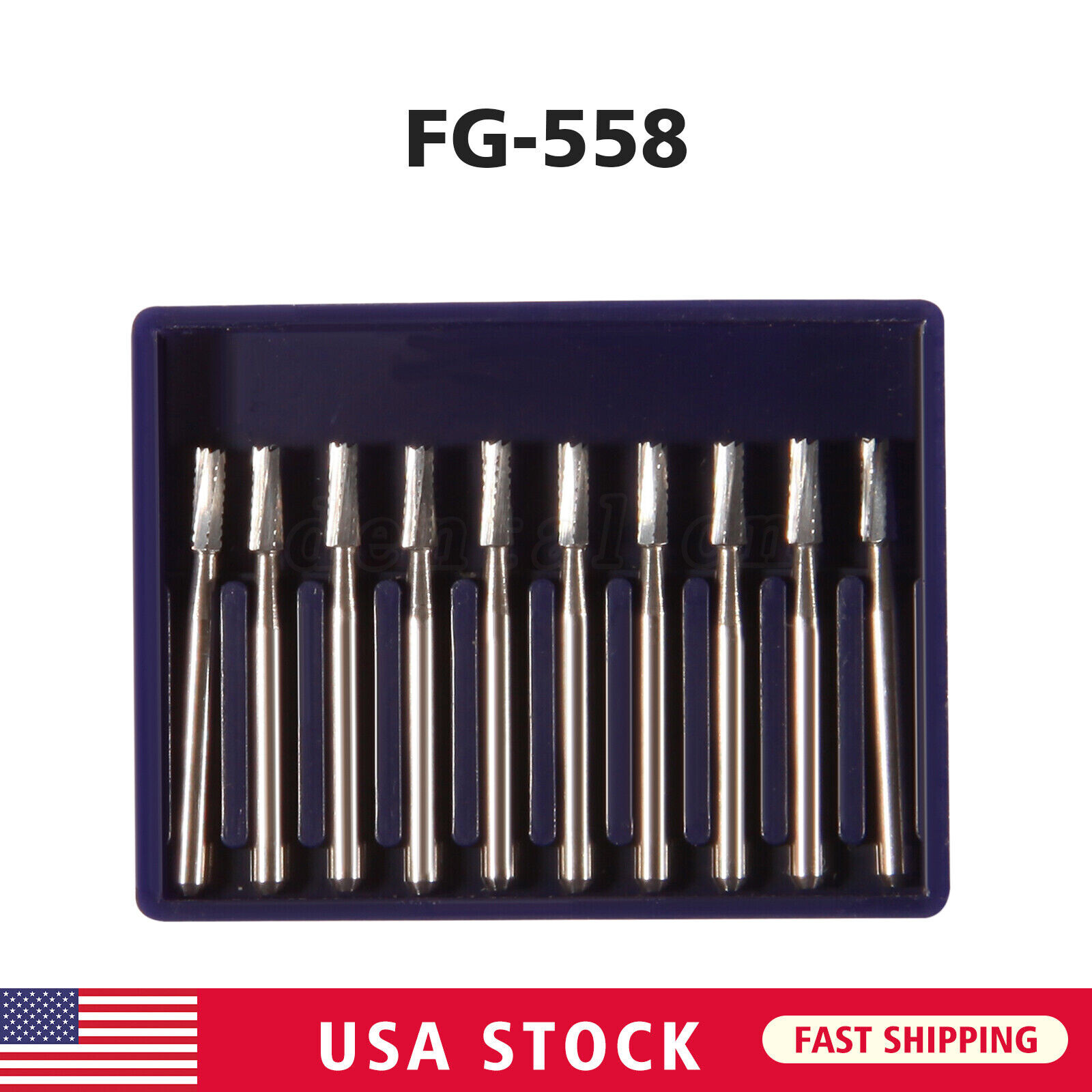 Dental Carbide Burs Tungsten Steel Bur FG 558 Pear for High Speed Handpiece