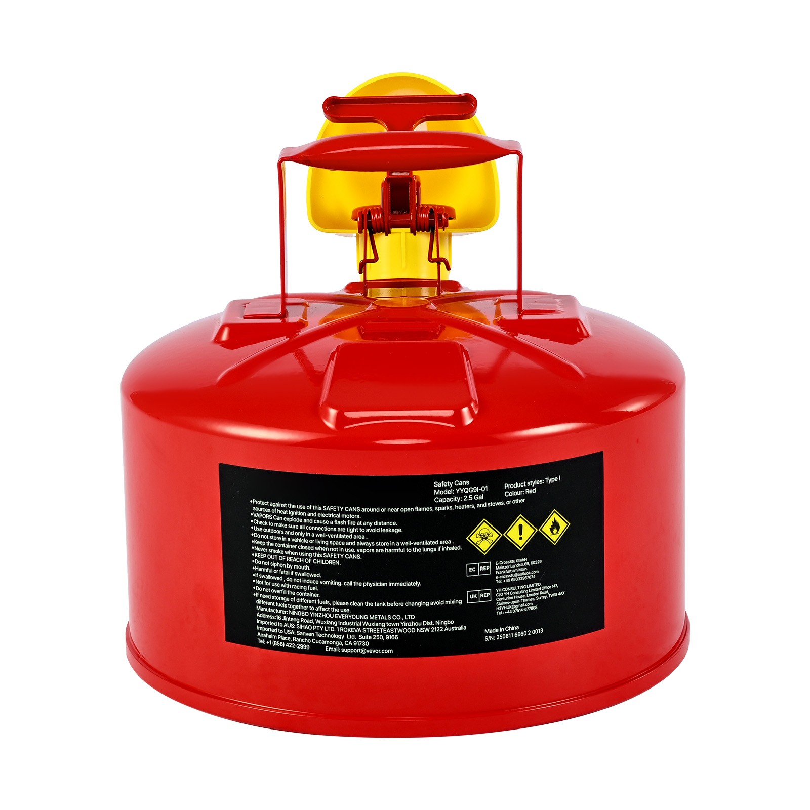 Uimoso 2.5 Gallon Red Safety Gas Can with Flame Arrester and Funnel