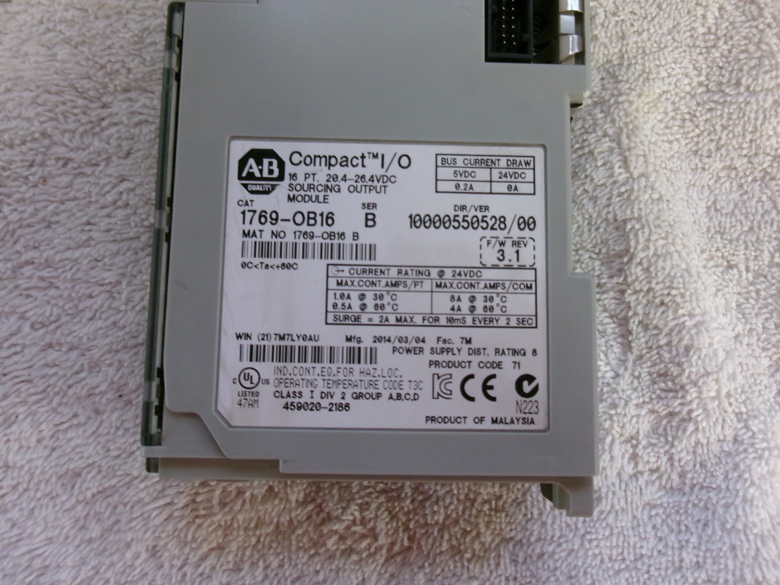 Allen Bradley Output Module 1769-OB16 3.1