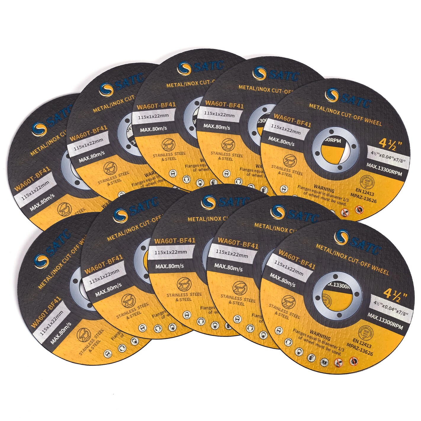 10 Pack Cut Off Wheels 4-1/2″ Metal & Stainless Steel Angle Grinder Cutting Disc