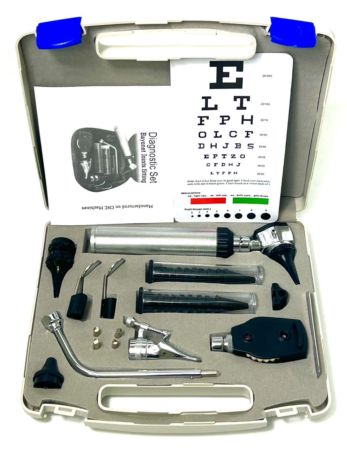 NEW Professional Physician OPHTHALMOSCOPE OTOSCOPE DIAGNOSTIC SET + 4 FREE BULBS