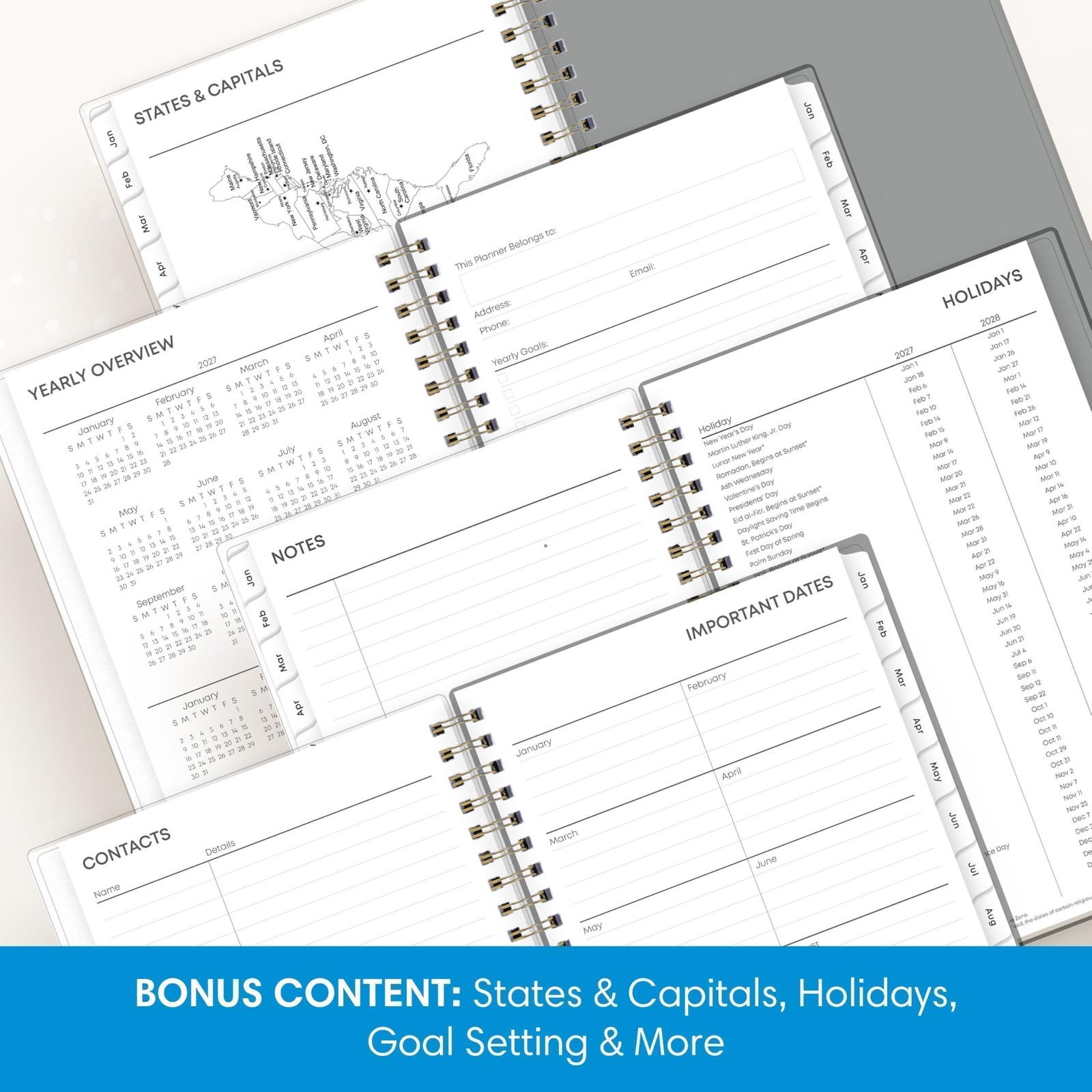 2027 Weekly and Monthly Planner Calendar, January 2027 – December 2027, 5″ X 8″,